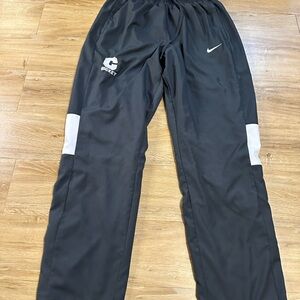 Nike Sweat Pants Mens Running Mesh Lined Swoosh Track Gray XL Button Hem Hockey